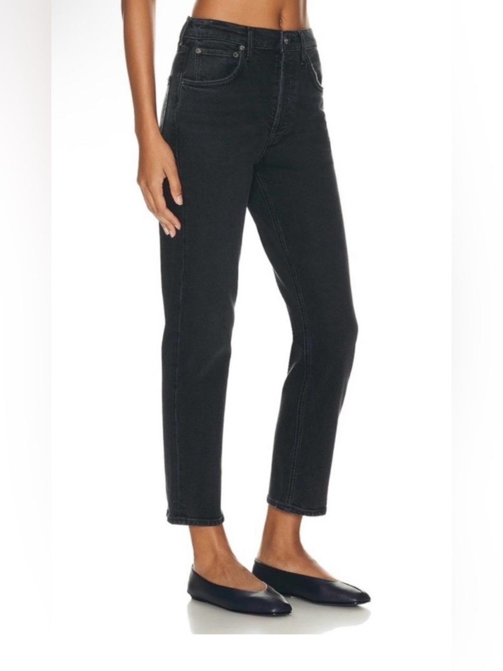 Aritzia Agolde High-Rise Straight Leg Crop Jeans - Black 24
